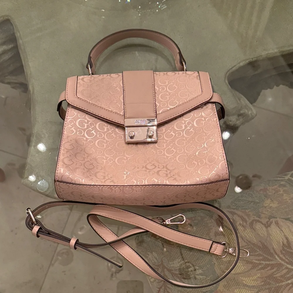 Guess Blush Satchel with Signature Pattern